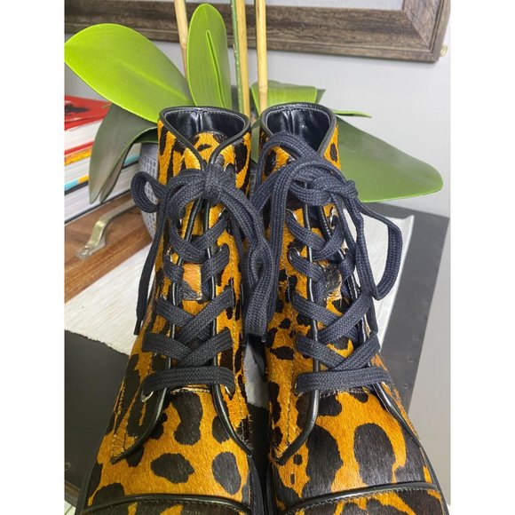 SCHUTZ Maylova Leopard Suede Combat Booties - Picture 11 of 12